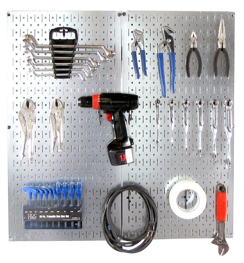Wall Control 30-P-3232GV Galvanized Steel Pegboard Pack - Image 5